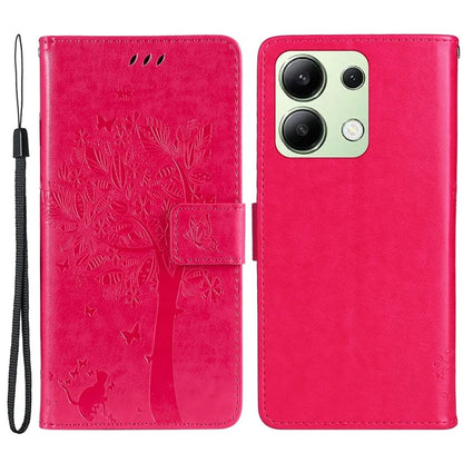 KT Imprinting Flower Series-3 For Xiaomi Redmi Note 13 4G Wallet Phone Case Cat Tree Pattern
