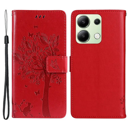 KT Imprinting Flower Series-3 For Xiaomi Redmi Note 13 4G Wallet Phone Case Cat Tree Pattern
