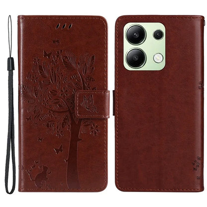 KT Imprinting Flower Series-3 For Xiaomi Redmi Note 13 4G Wallet Phone Case Cat Tree Pattern