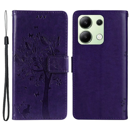 KT Imprinting Flower Series-3 For Xiaomi Redmi Note 13 4G Wallet Phone Case Cat Tree Pattern
