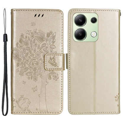 KT Imprinting Flower Series-3 For Xiaomi Redmi Note 13 4G Wallet Phone Case Cat Tree Pattern