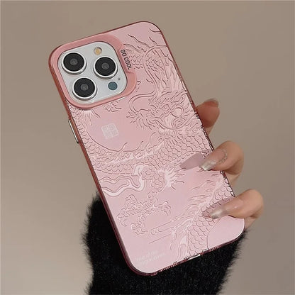 For iPhone 15 Pro Max Slim Case Chinese Dragon Laser Phone Case