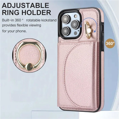 For iPhone 12 Pro Max Case RFID Blocking Card Bag PU+TPU Phone Cover