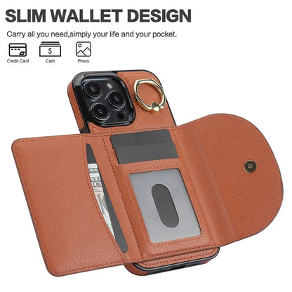 For iPhone 12 Pro Max Case RFID Blocking Card Bag PU+TPU Phone Cover