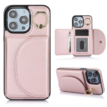 For iPhone 15 Pro Max Cell Phone Case RFID Blocking Card Bag Scratch Proof PU+TPU Cover