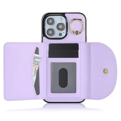 For iPhone 15 Pro Max Cell Phone Case RFID Blocking Card Bag Scratch Proof PU+TPU Cover