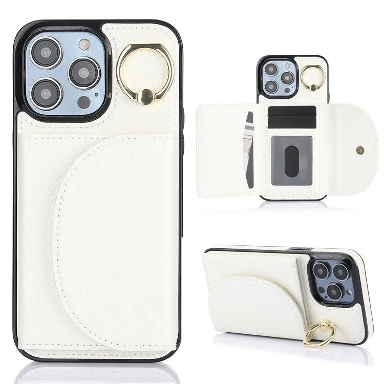 For iPhone 15 Pro Max Cell Phone Case RFID Blocking Card Bag Scratch Proof PU+TPU Cover