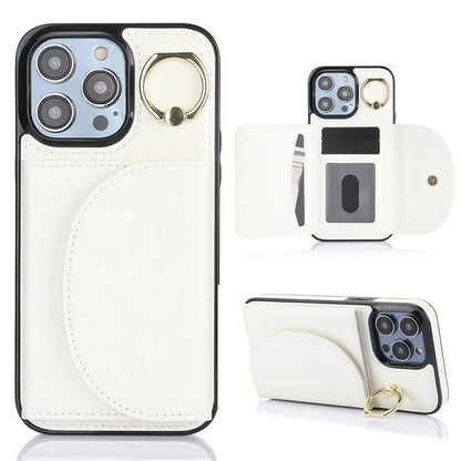 For iPhone 15 Pro Max Cell Phone Case RFID Blocking Card Bag Scratch Proof PU+TPU Cover