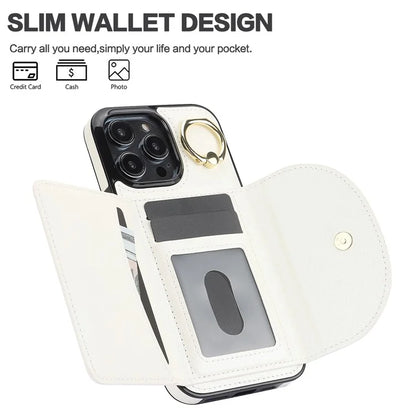 For iPhone 15 Pro Max Cell Phone Case RFID Blocking Card Bag Scratch Proof PU+TPU Cover