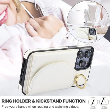 For iPhone 15 Pro Max Cell Phone Case RFID Blocking Card Bag Scratch Proof PU+TPU Cover