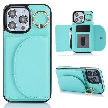 For iPhone 15 Pro Max Cell Phone Case RFID Blocking Card Bag Scratch Proof PU+TPU Cover