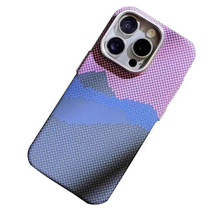 For iPhone 13 Pro Max 6.7 inch Case Carbon Fiber Texture PC Back Case Compatible with MagSafe
