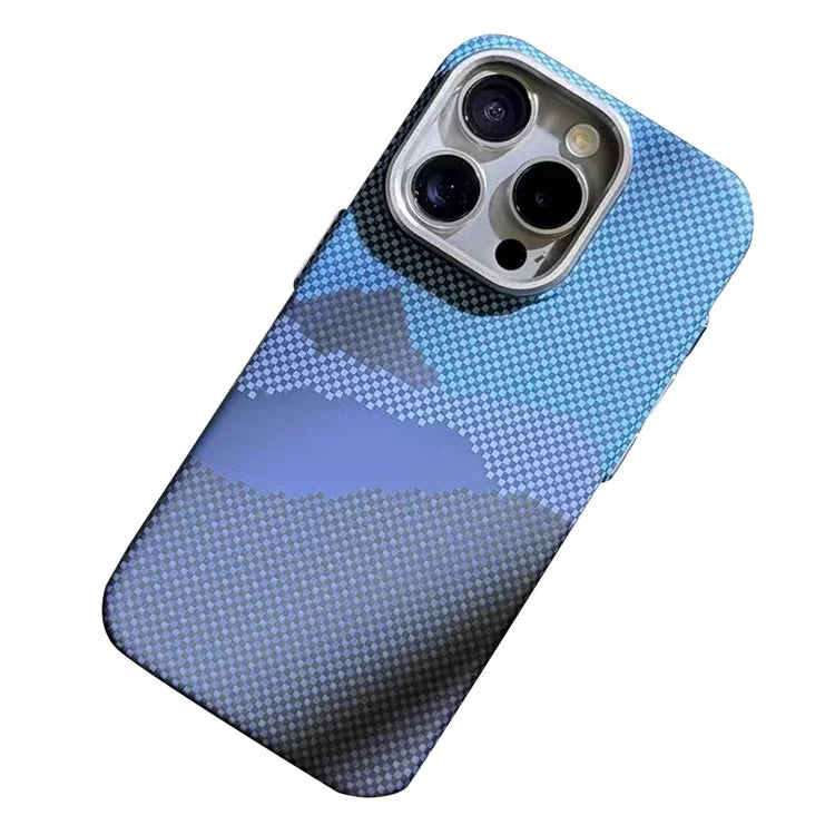 For iPhone 13 Pro Max 6.7 inch Case Carbon Fiber Texture PC Back Case Compatible with MagSafe