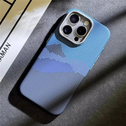 For iPhone 13 Pro Max 6.7 inch Case Carbon Fiber Texture PC Back Case Compatible with MagSafe