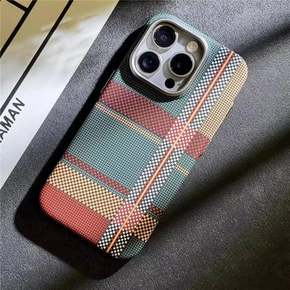 For iPhone 12 Pro Max 6.7 inch PC Case Carbon Fiber Texture Back Shell Compatible with MagSafe