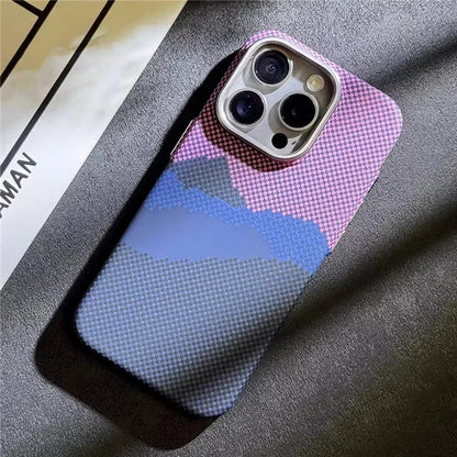 For iPhone 12 Pro Max 6.7 inch PC Case Carbon Fiber Texture Back Shell Compatible with MagSafe
