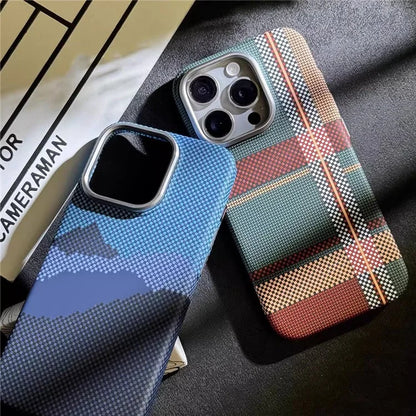For iPhone 12 Pro Max 6.7 inch PC Case Carbon Fiber Texture Back Shell Compatible with MagSafe