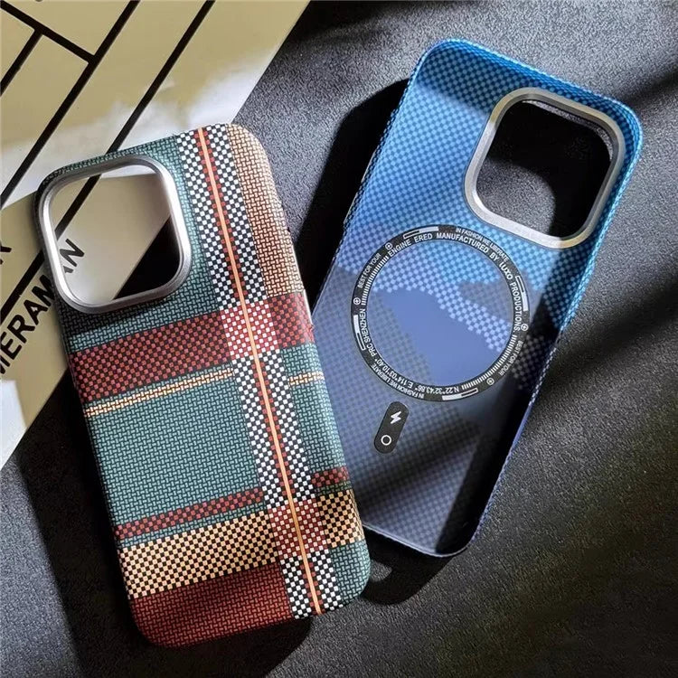 For iPhone 12 Pro Max 6.7 inch PC Case Carbon Fiber Texture Back Shell Compatible with MagSafe