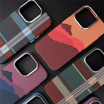 For iPhone 12 Pro Max 6.7 inch PC Case Carbon Fiber Texture Back Shell Compatible with MagSafe