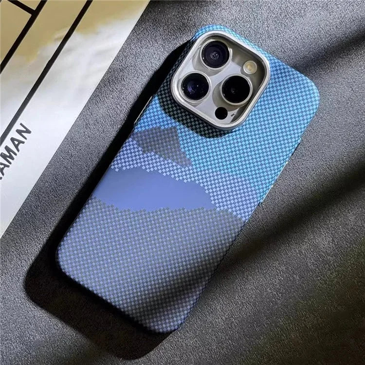 For iPhone 12 Pro Max 6.7 inch PC Case Carbon Fiber Texture Back Shell Compatible with MagSafe