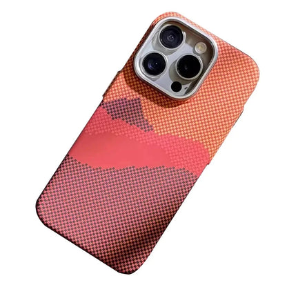 For iPhone 12 Pro Max 6.7 inch PC Case Carbon Fiber Texture Back Shell Compatible with MagSafe