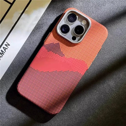 For iPhone 12 Pro Max 6.7 inch PC Case Carbon Fiber Texture Back Shell Compatible with MagSafe