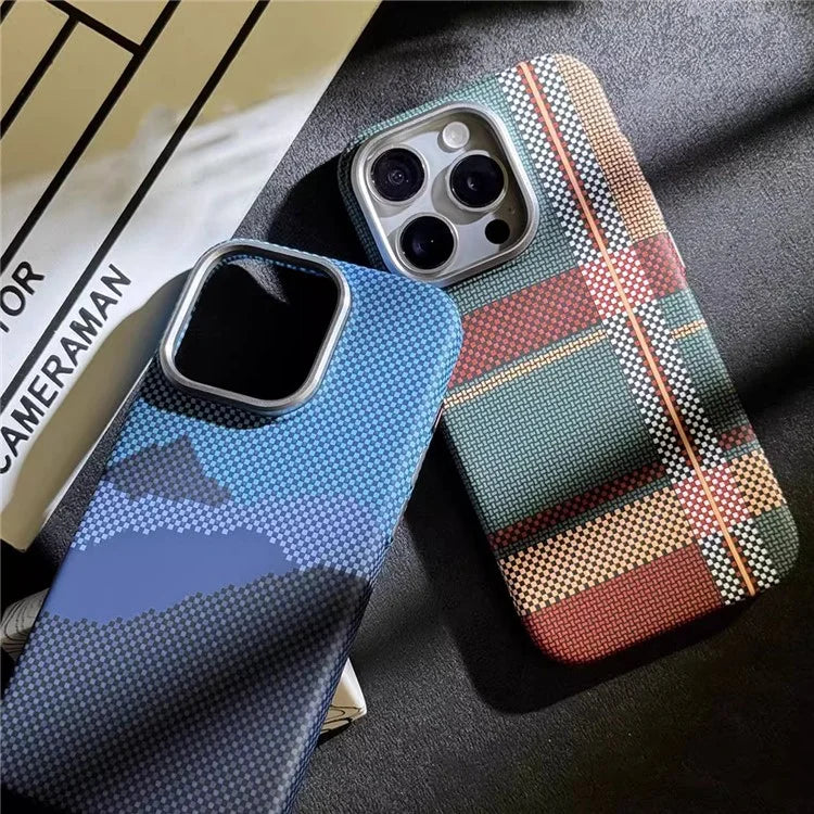 For iPhone 12 Pro Max 6.7 inch PC Case Carbon Fiber Texture Back Shell Compatible with MagSafe