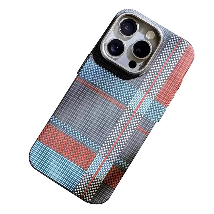 For iPhone 12 Pro Max 6.7 inch PC Case Carbon Fiber Texture Back Shell Compatible with MagSafe