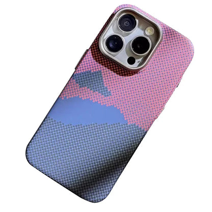 For iPhone 12 Pro Max 6.7 inch PC Case Carbon Fiber Texture Back Shell Compatible with MagSafe