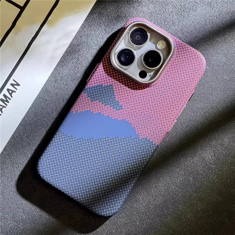 For iPhone 12 Pro Max 6.7 inch PC Case Carbon Fiber Texture Back Shell Compatible with MagSafe
