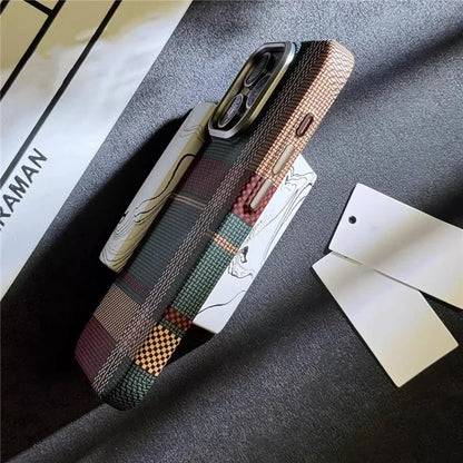 For iPhone 12 Pro Max 6.7 inch PC Case Carbon Fiber Texture Back Shell Compatible with MagSafe