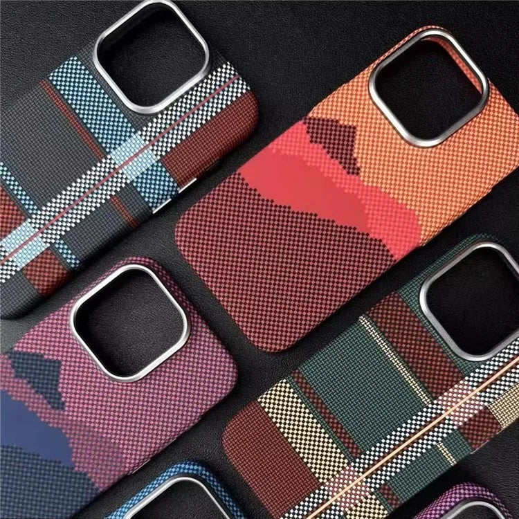 For iPhone 12 Pro Max 6.7 inch PC Case Carbon Fiber Texture Back Shell Compatible with MagSafe