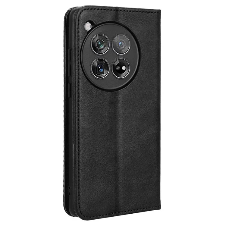For OnePlus Ace 3 5G / 12R 5G Retro Leather Case Magnetic Closing Phone Wallet Cover
