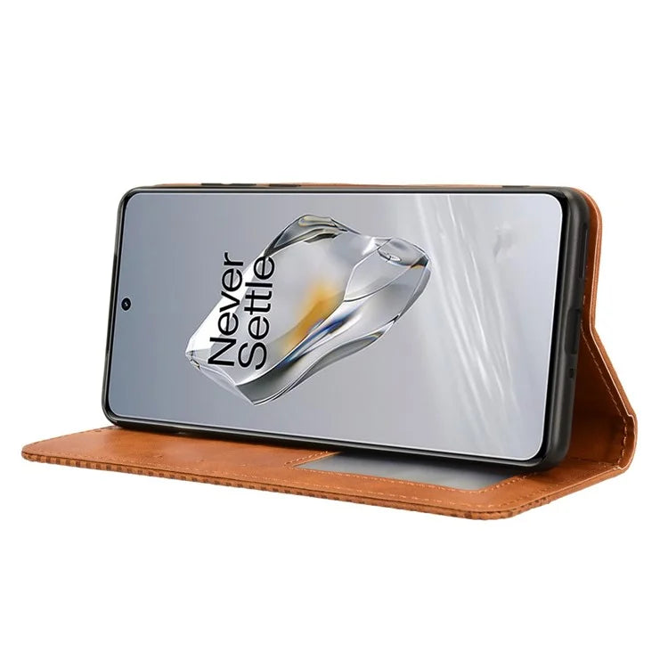 For OnePlus Ace 3 5G / 12R 5G Retro Leather Case Magnetic Closing Phone Wallet Cover