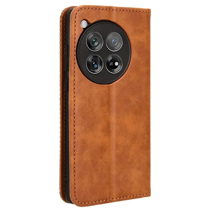 For OnePlus Ace 3 5G / 12R 5G Retro Leather Case Magnetic Closing Phone Wallet Cover