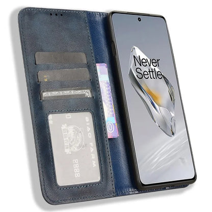 For OnePlus Ace 3 5G / 12R 5G Retro Leather Case Magnetic Closing Phone Wallet Cover