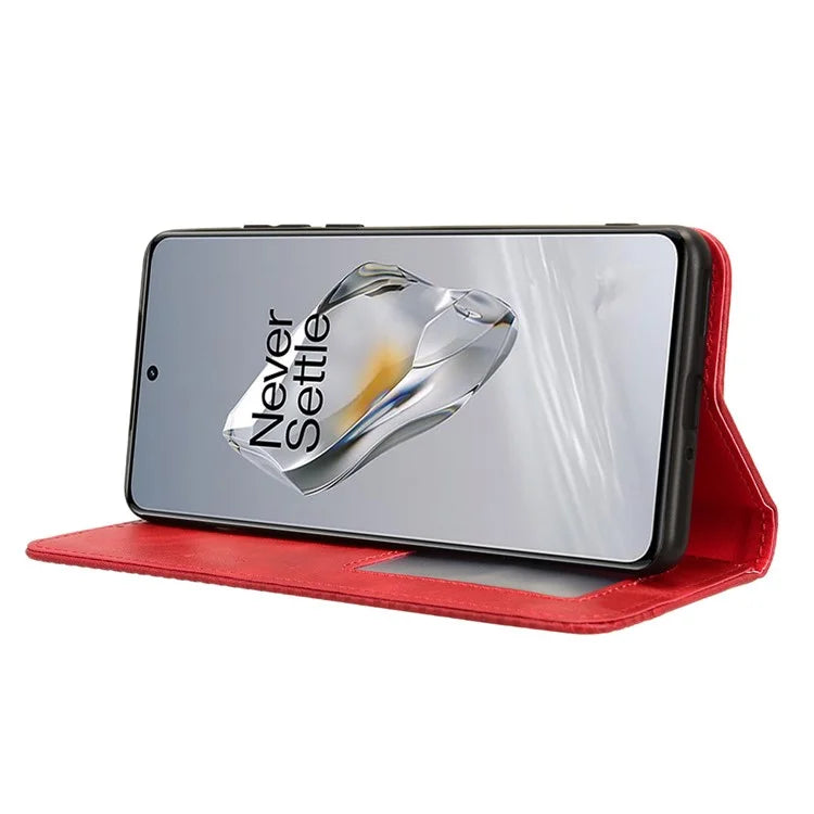For OnePlus Ace 3 5G / 12R 5G Retro Leather Case Magnetic Closing Phone Wallet Cover