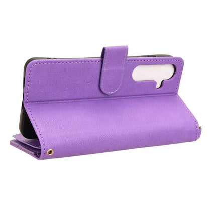 For Samsung Galaxy S24+ Crossbody Phone Case Zipper Pocket Leather Phone Bag
