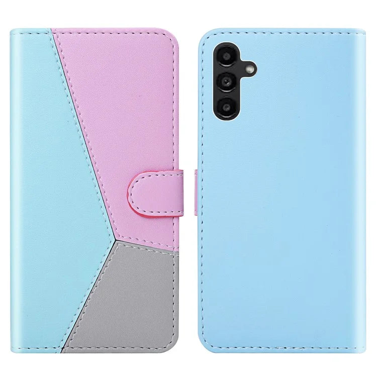 For Samsung Galaxy A55 5G Cover Three-color Splicing Leather Wallet Phone Case