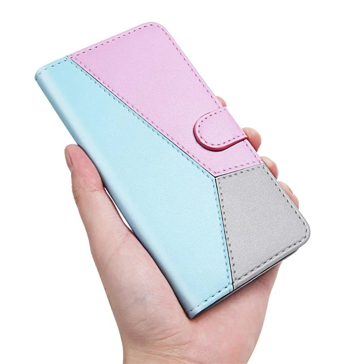 For Samsung Galaxy A55 5G Cover Three-color Splicing Leather Wallet Phone Case
