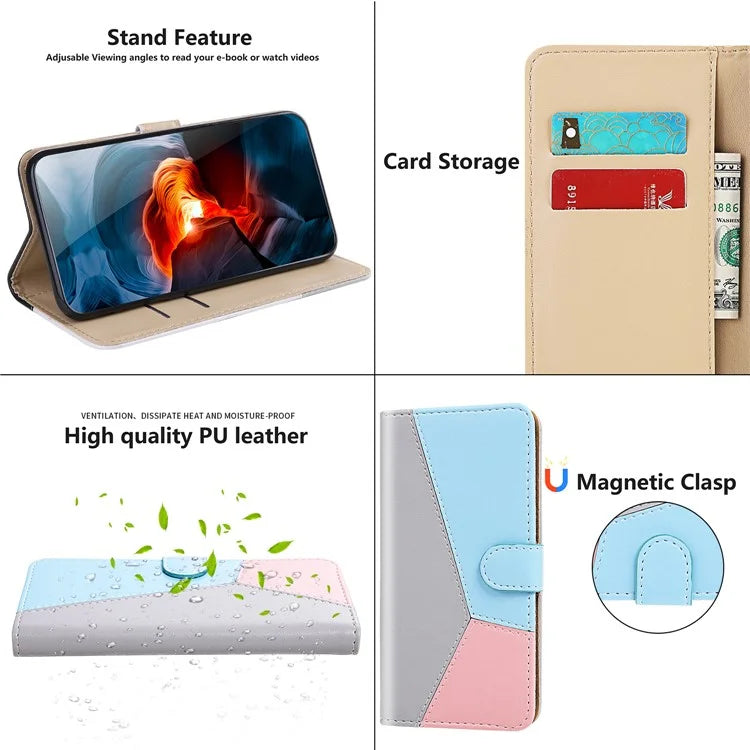 For Samsung Galaxy A55 5G Cover Three-color Splicing Leather Wallet Phone Case