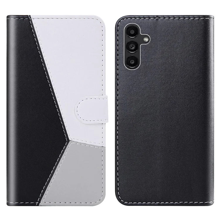 For Samsung Galaxy A55 5G Cover Three-color Splicing Leather Wallet Phone Case