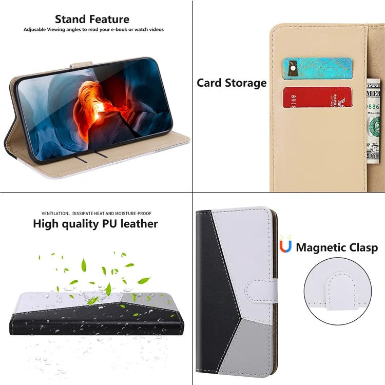 For Samsung Galaxy A55 5G Cover Three-color Splicing Leather Wallet Phone Case