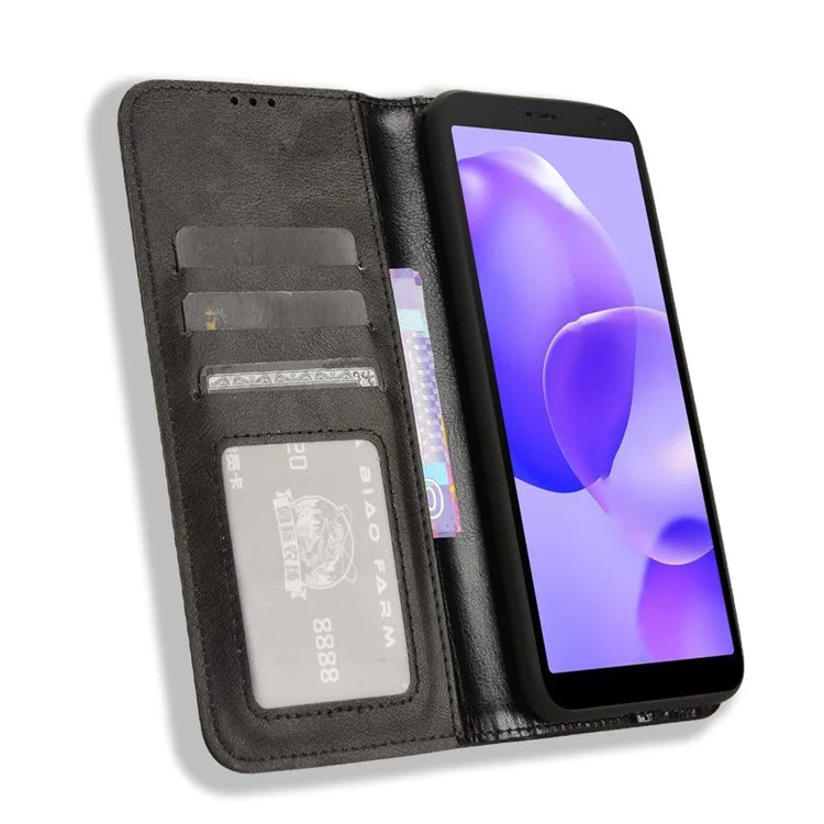 For TCL 502 Case Retro PU Leather Phone Cover Wallet Magnetic Closing