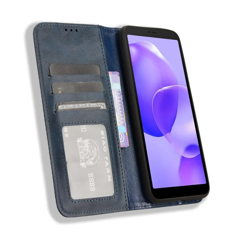 For TCL 502 Case Retro PU Leather Phone Cover Wallet Magnetic Closing