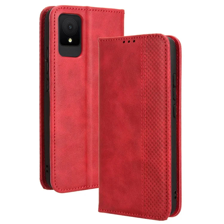 For TCL 502 Case Retro PU Leather Phone Cover Wallet Magnetic Closing