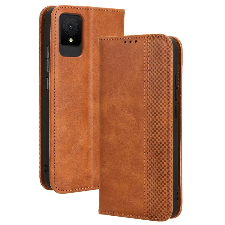 For TCL 502 Case Retro PU Leather Phone Cover Wallet Magnetic Closing