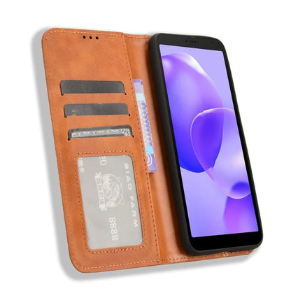 For TCL 502 Case Retro PU Leather Phone Cover Wallet Magnetic Closing
