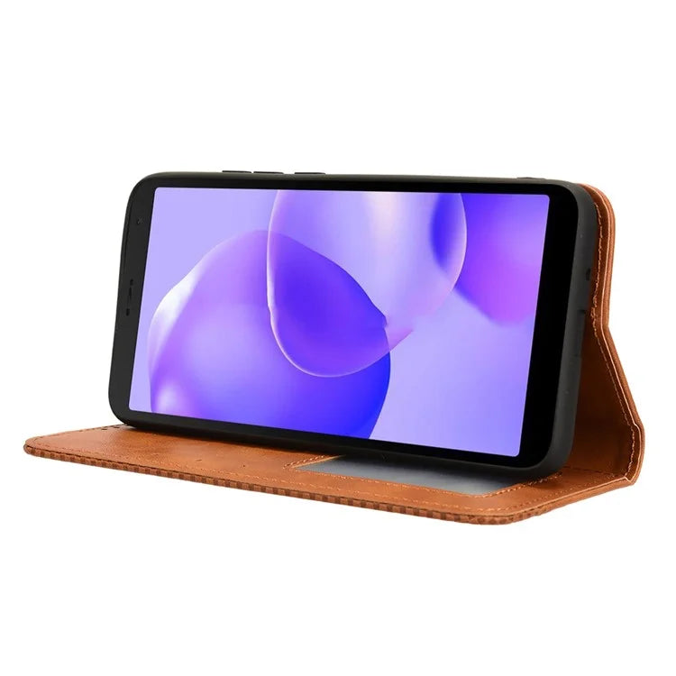 For TCL 502 Case Retro PU Leather Phone Cover Wallet Magnetic Closing