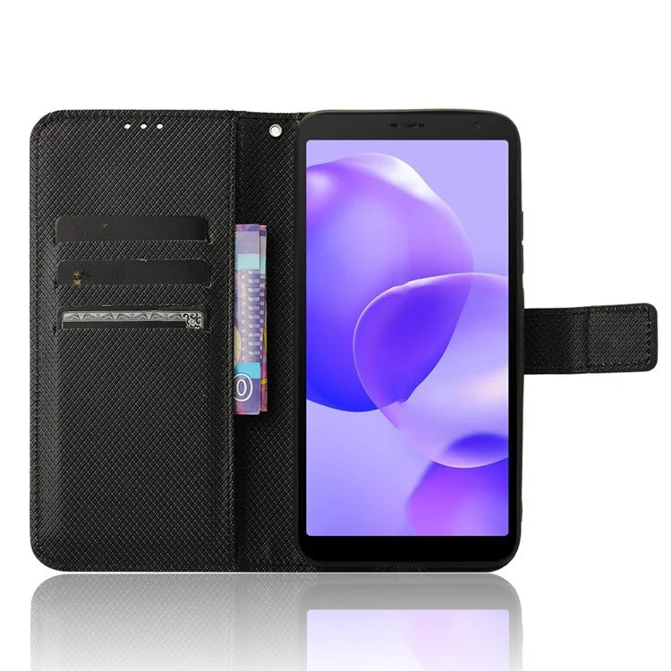 For TCL 502 Diamond Texture Leather Case Stand Wallet Phone Cover